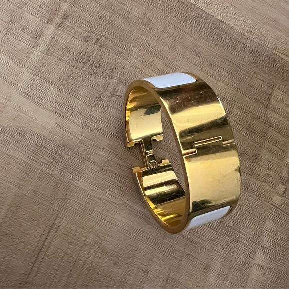 White & gold Hermés large Clic H bracelet - authentic!! Size pm - Picture 3 of 8